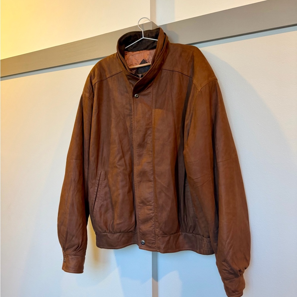 Johnston & Murphy Brown Leather Jacket 🤎 Men’s Large (42)